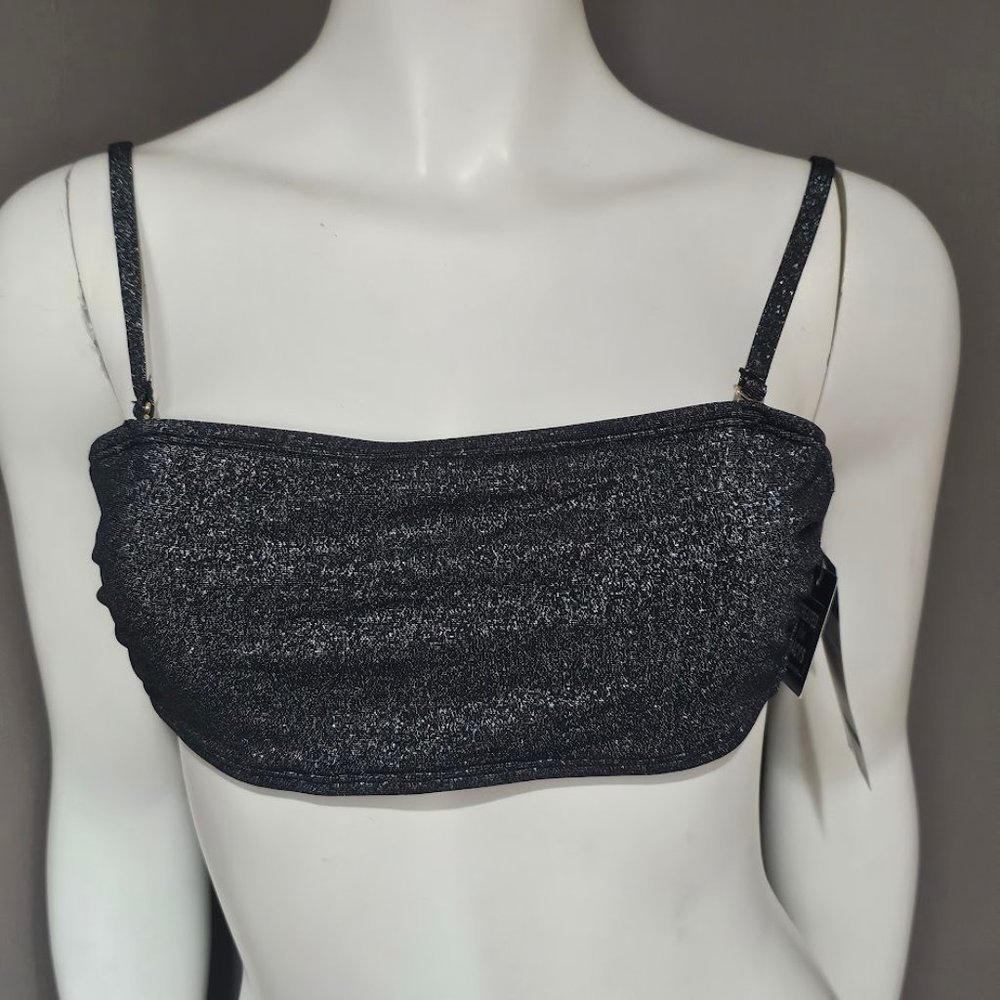 California Waves Metallic Shine Bandeau Neckline Bikini Top - Picture 2 of 9